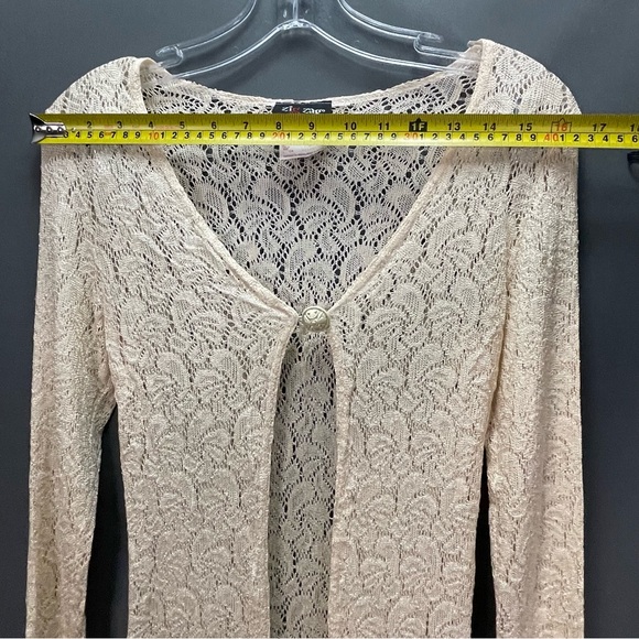 Vintage 60’s? Cream coloured button front cardigan paisley crocheted lace - Picture 12 of 13